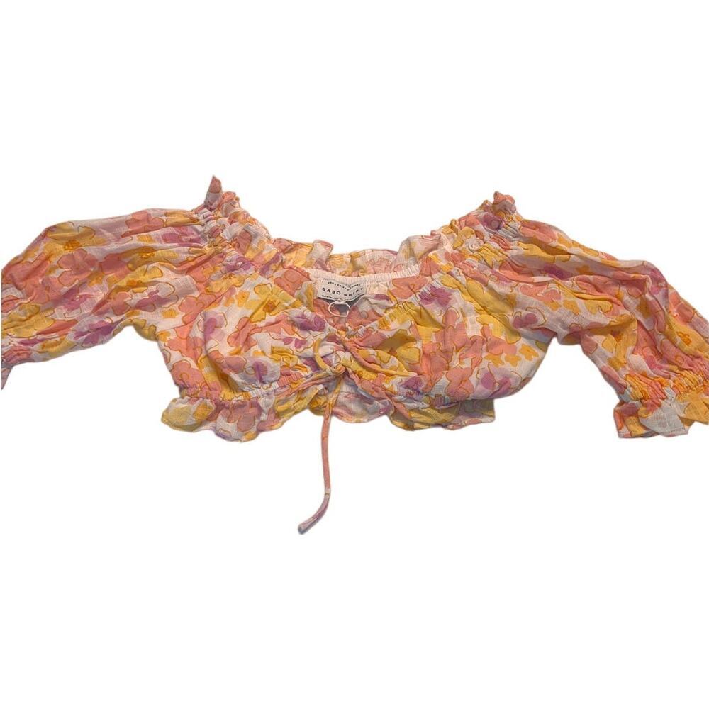 Sabo Skirt Pink Floral Off the Shoulder Crop Top Size Small NWT